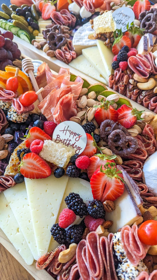 18" Brulee (Front); 18" Board (back) + Happy Birthday Decal